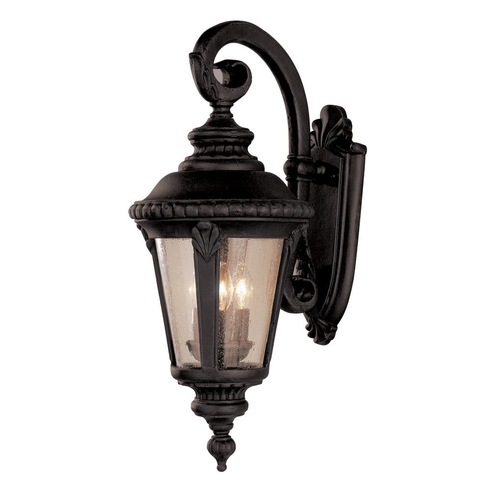 Bel Air Lighting Outdoor Wall Mounted Commons 3 Light Black Outdoor Wall Mount Lantern Copper Swedish Iron Bel Air Lighting