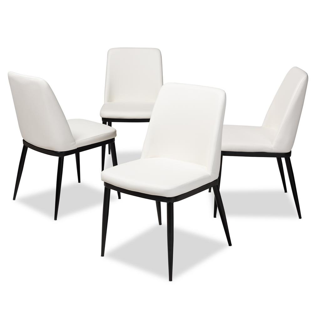 Baxton Studio Darcell White Faux Leather Upholstered Dining Chair (Set of 4)-146-4PC-8790-HD ...