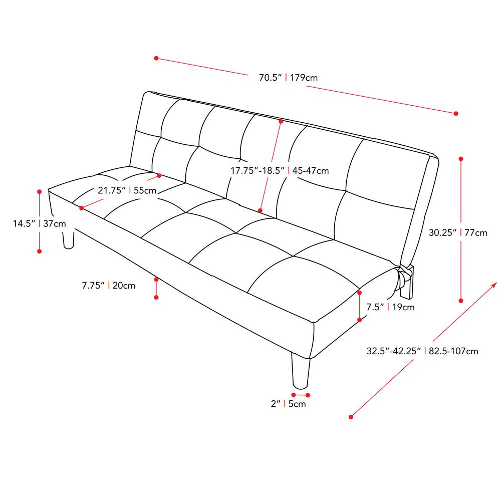 Corliving Yorkton Cinnamon Beige Convertible Futon Sofa Bed With