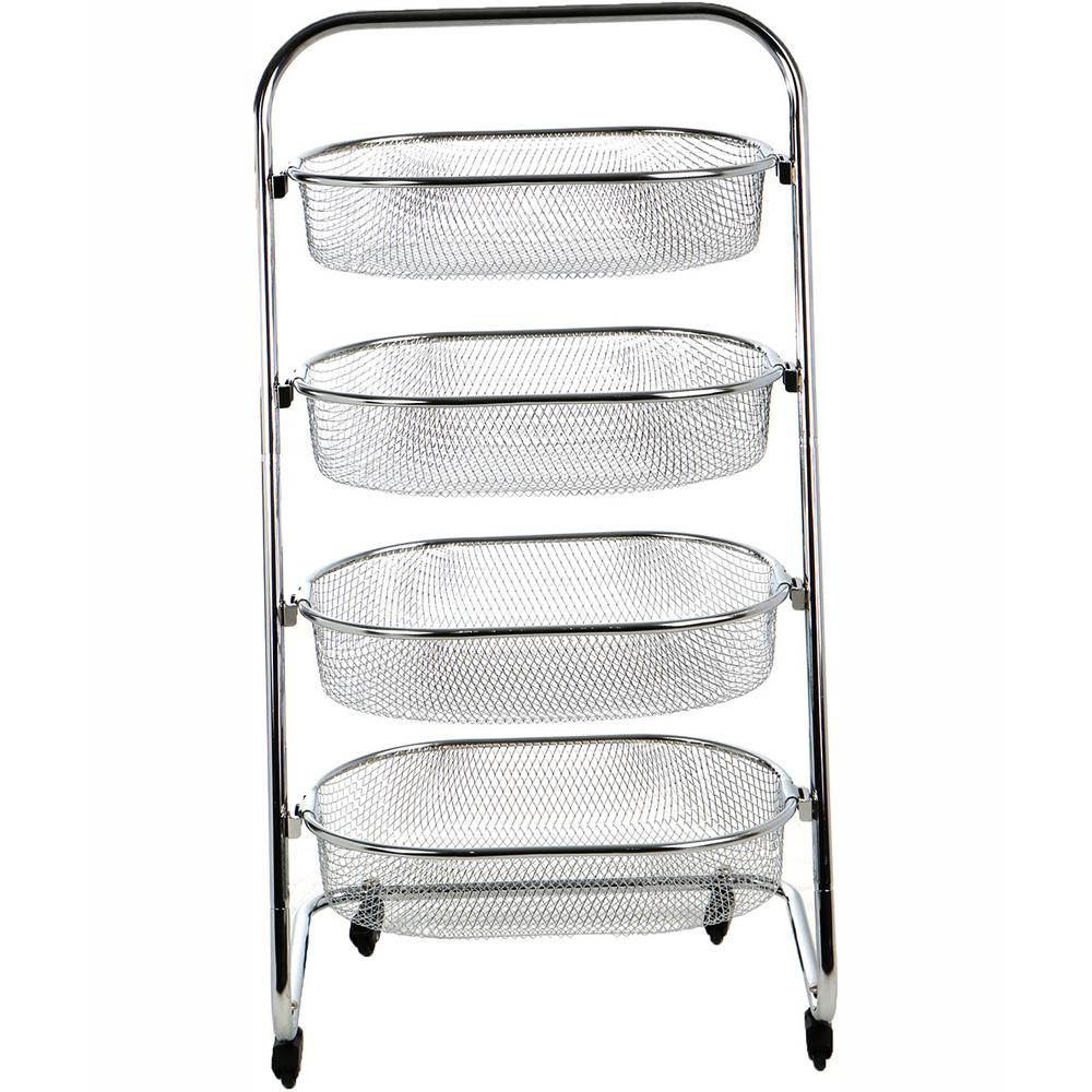 Mind Reader 4 Tier Metal 4Wheeled AllPurpose Basket Cart in SilverBASKRACK4SIL The Home Depot