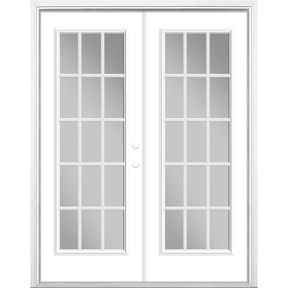 Masonite 60 In X 80 In Primed White Steel Prehung Left Hand Inswing 15 Lite Clear Glass Patio Door Vinyl Frame With Brickmold 45883 The Home Depot