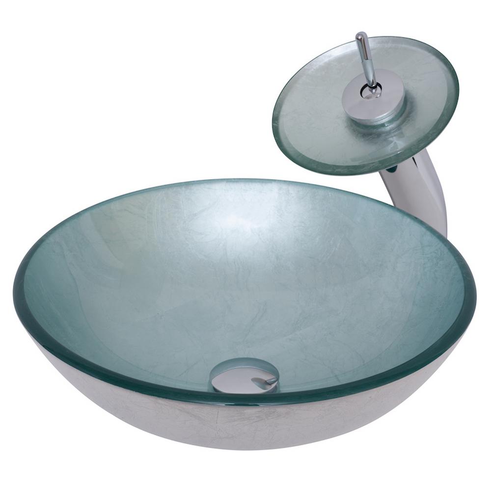 Vessel Sink in Silver with Faucet in ChromeNSFC7032001CH The Home Depot