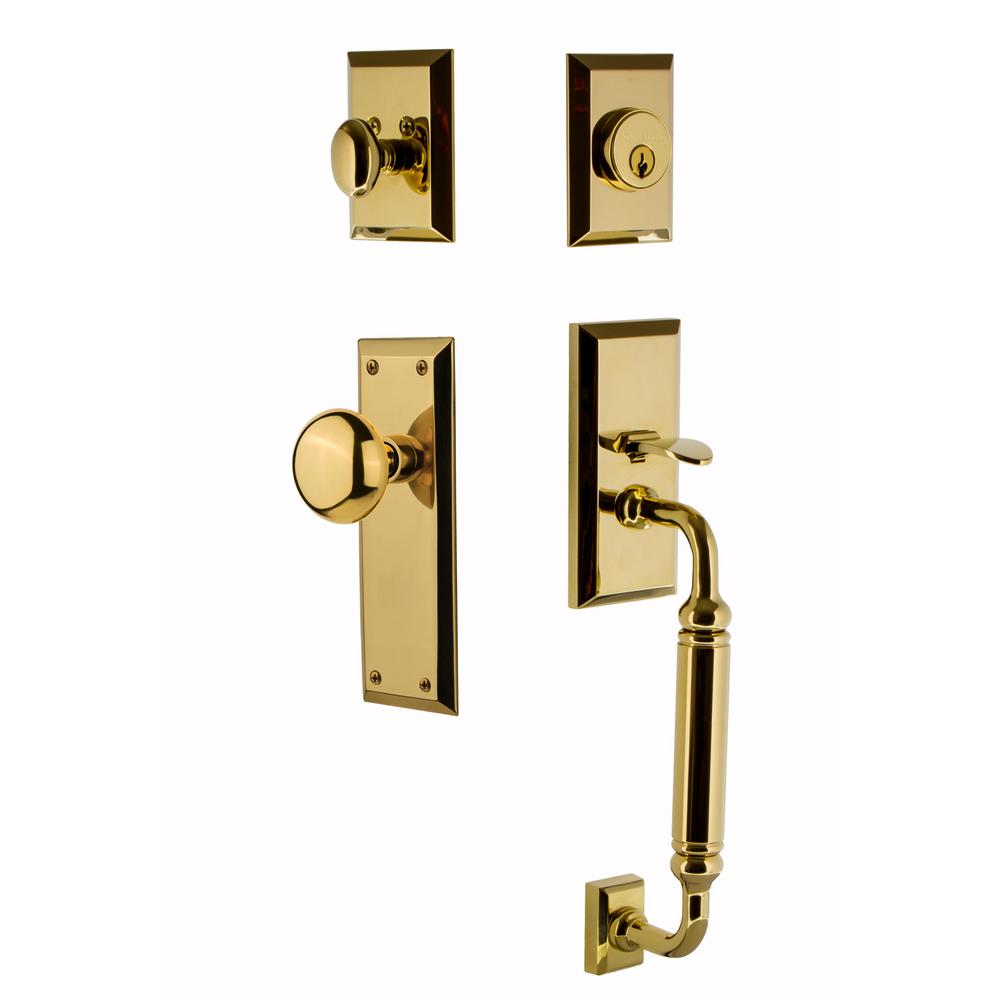 Nostalgic Warehouse New York Plate 2-3/8 in. Backset Lifetime Brass C Grip Entry Set New York ...