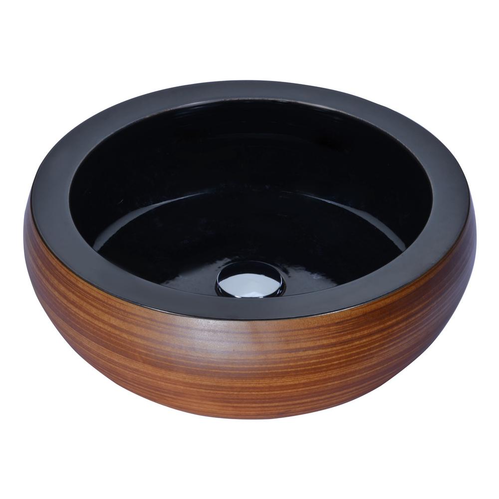 ANZZI Regalia Series Vessel Sink in Black/Swirled Fusion