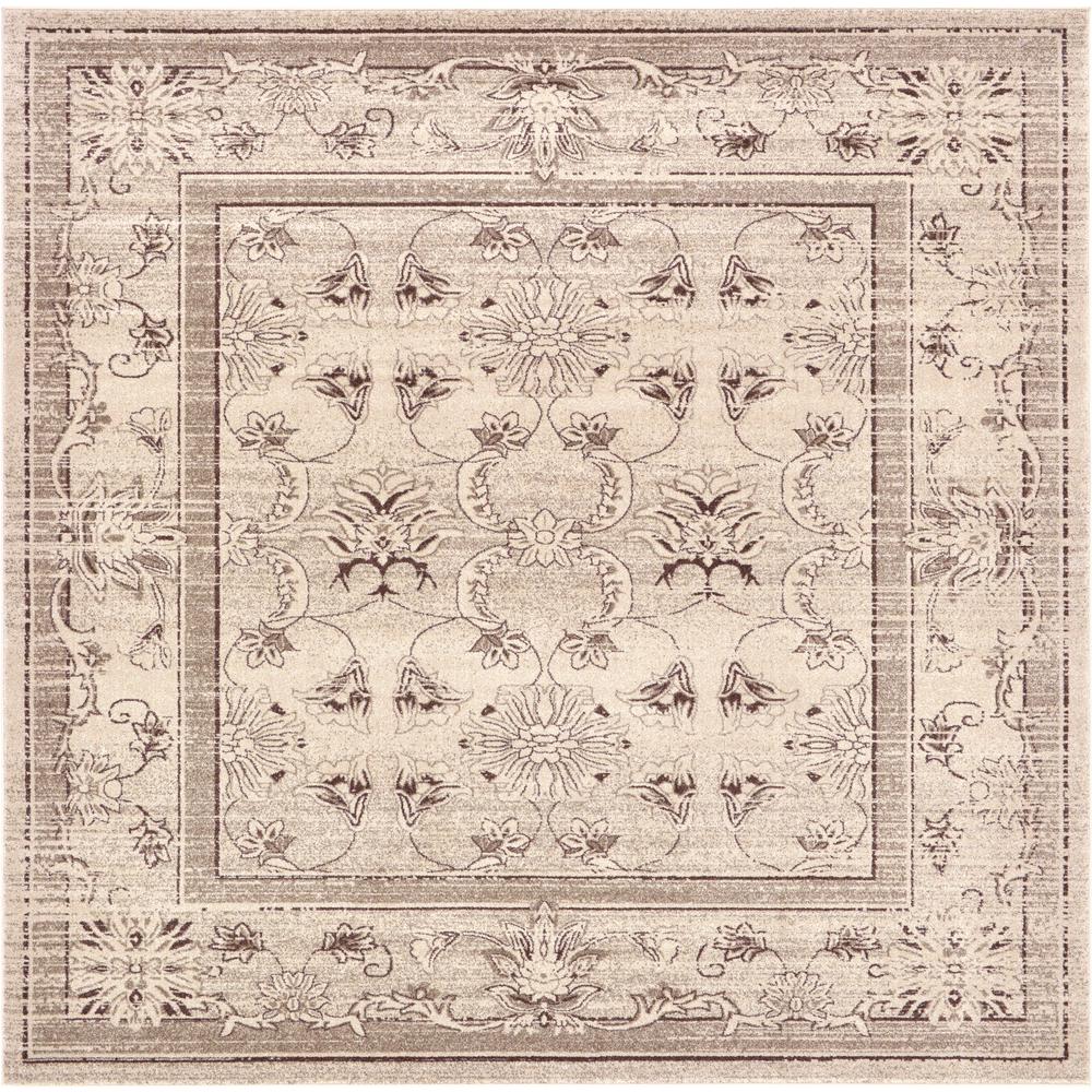 Unique Loom La Jolla Ivory and Light Brown 10 ft. x 10 ft. Square Rug