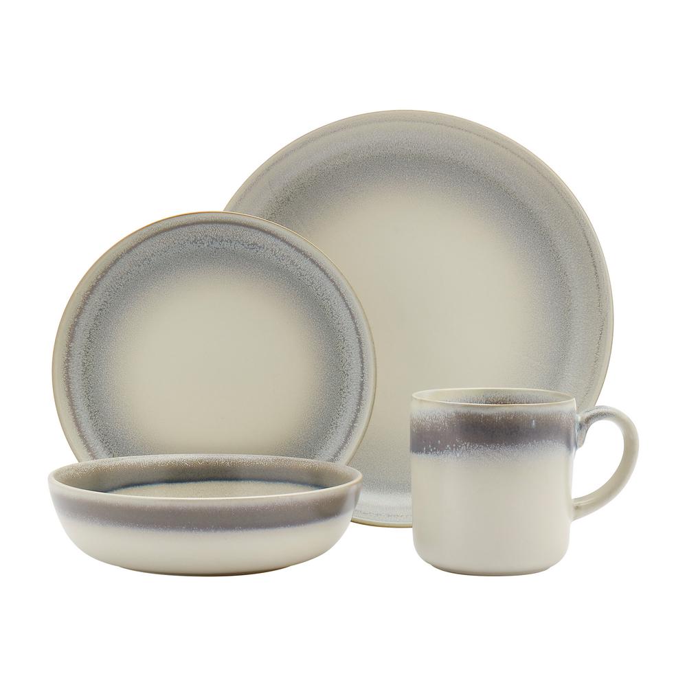 Tabletops Gallery 16-Piece Contemporary Ivory Stoneware Dinnerware Set ...