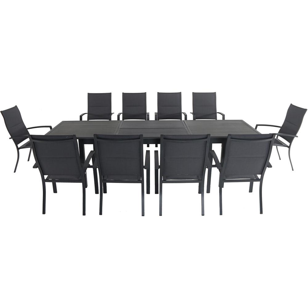 Cambridge Bryn 11 Piece Aluminum Outdoor Dining Set With 10 Padded Sling Chairs And An Expandable 40 In X 118 In In Table