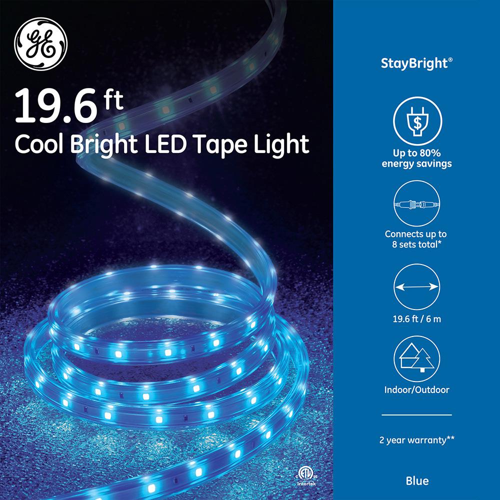 Staybright 19 6 Ft 240 Light Led Blue Super Bright Tape Staybright 19 6 Ft 240 Light Led Blue Super Bright Tape 82154hd The Home Depot