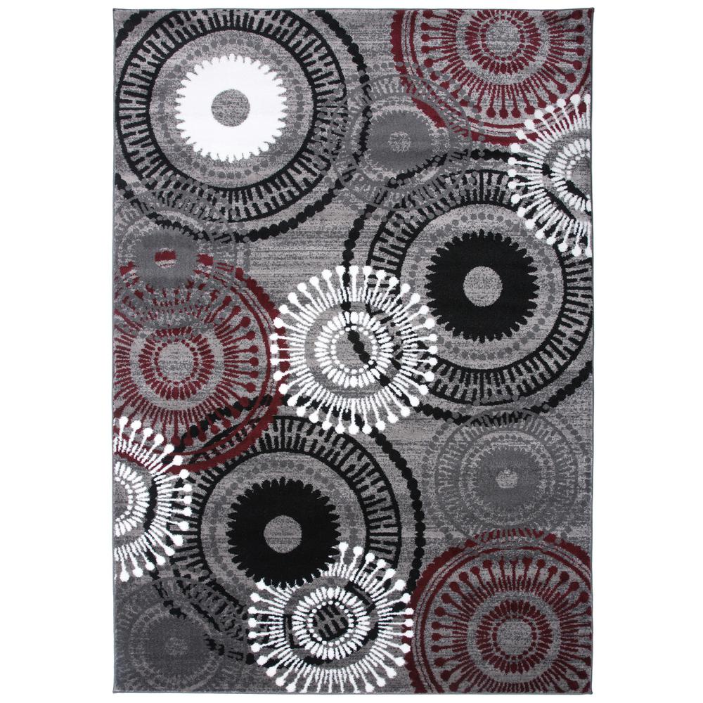 Contemporary Circles Red Indoor Area Rug 3'3"x5'119 Red 3x5 The Home