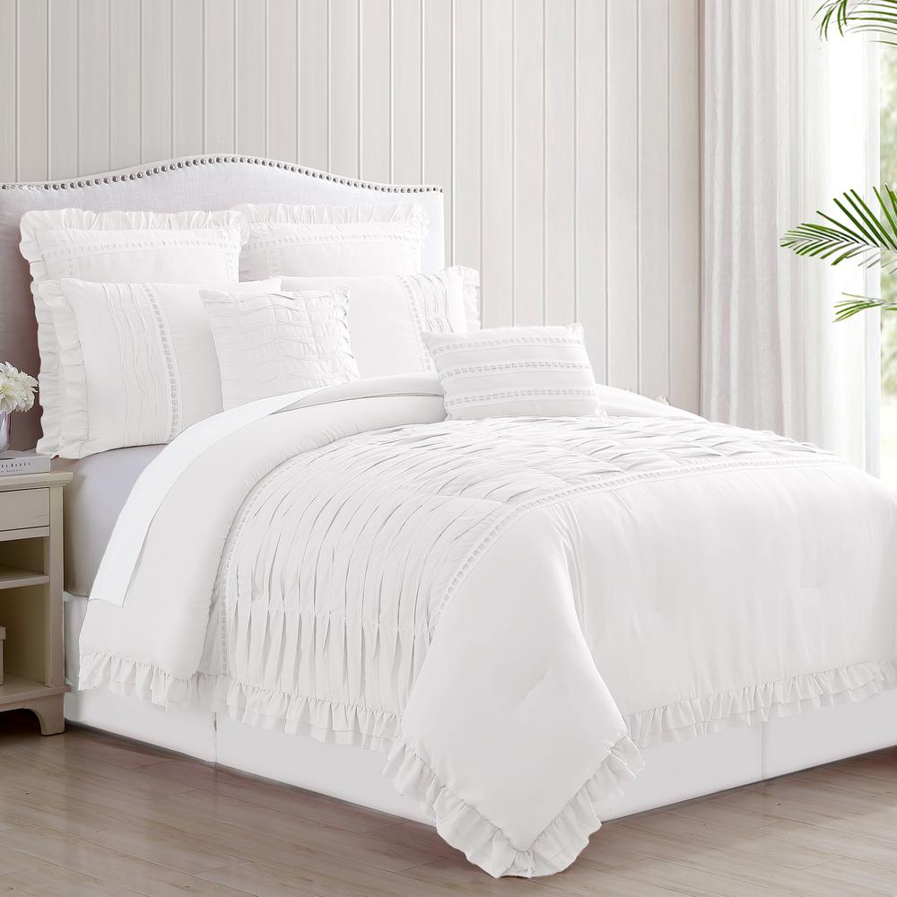 Modern Threads 8Piece Comforter Sets Antonella White King38EBJQCFANW