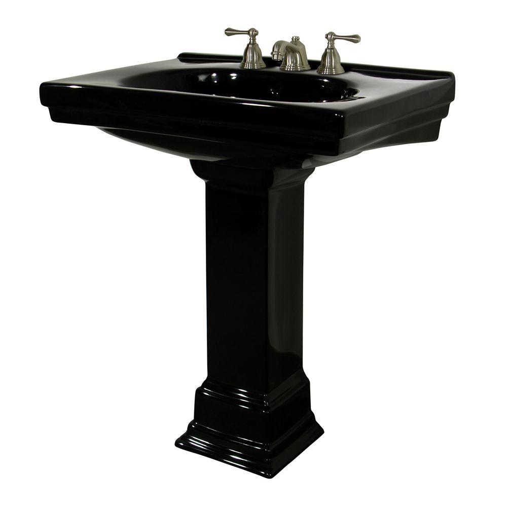 Foremost Structure Lavatory And Pedestal Combo With 8 In Faucet Centers In Black