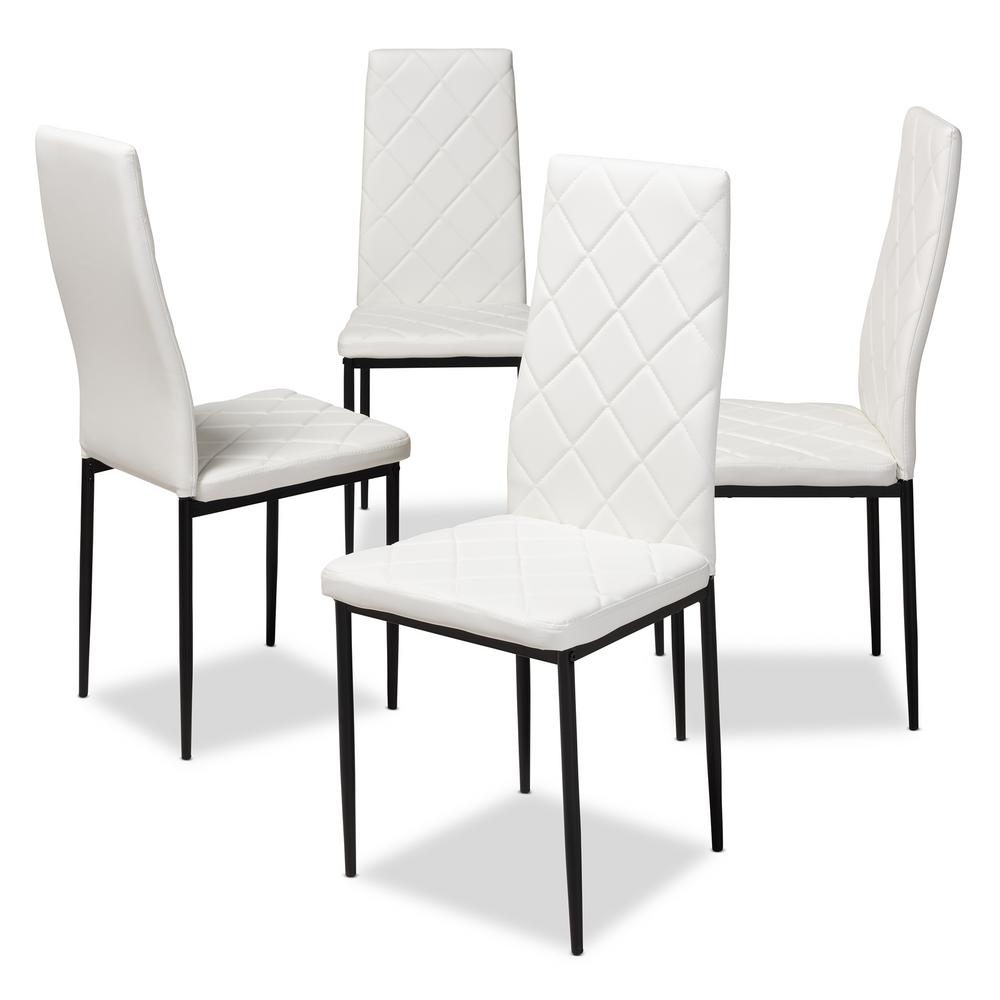 Baxton Studio Blaise White Faux Leather Upholstered Dining Chair Set Of 4 146 4pc 8783 Hd The Home Depot