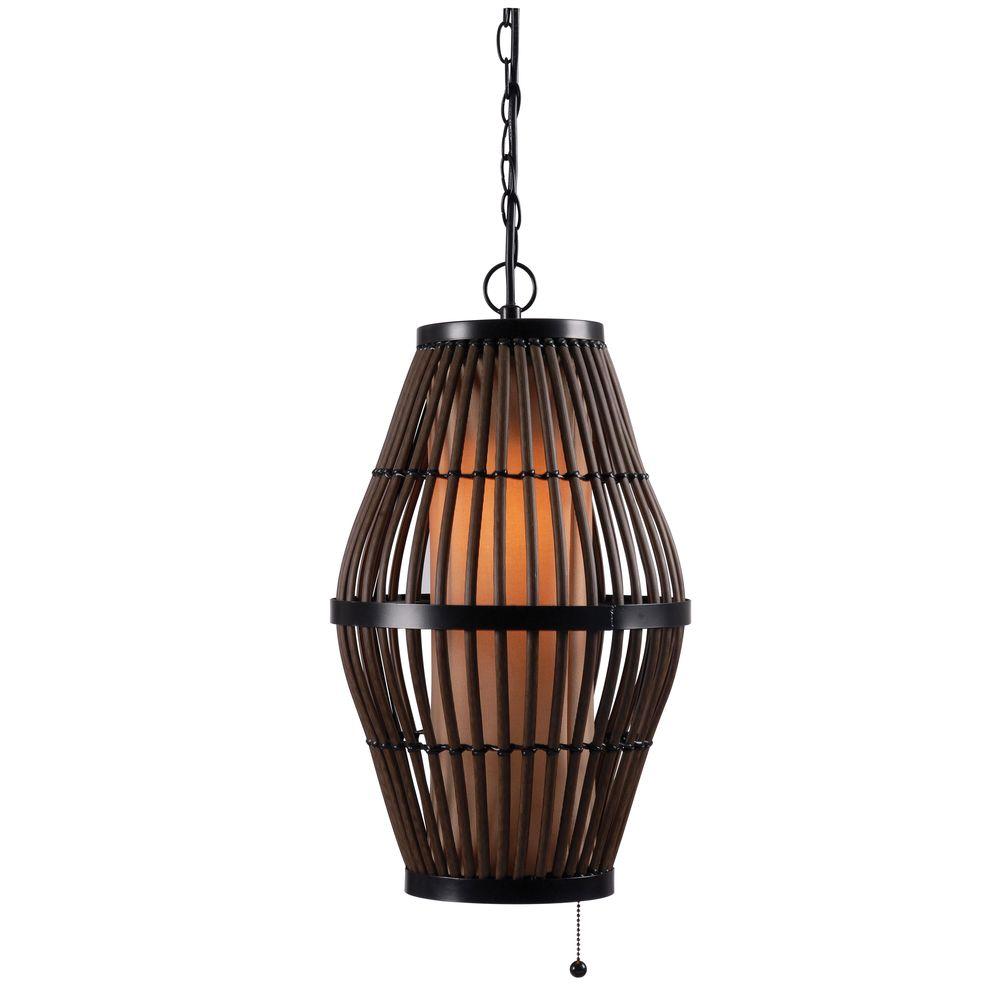 Plug In Outdoor Pendants Hanging Lights Biscayne 1 Light 12 In Rattan Outdoor Pendant