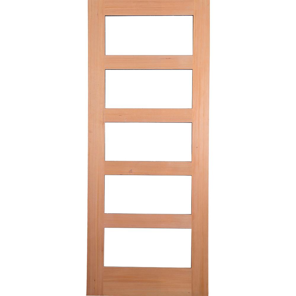 Krosswood Doors 36 in. x 96 in. Rustic Hemlock 5Lite Clear Glass