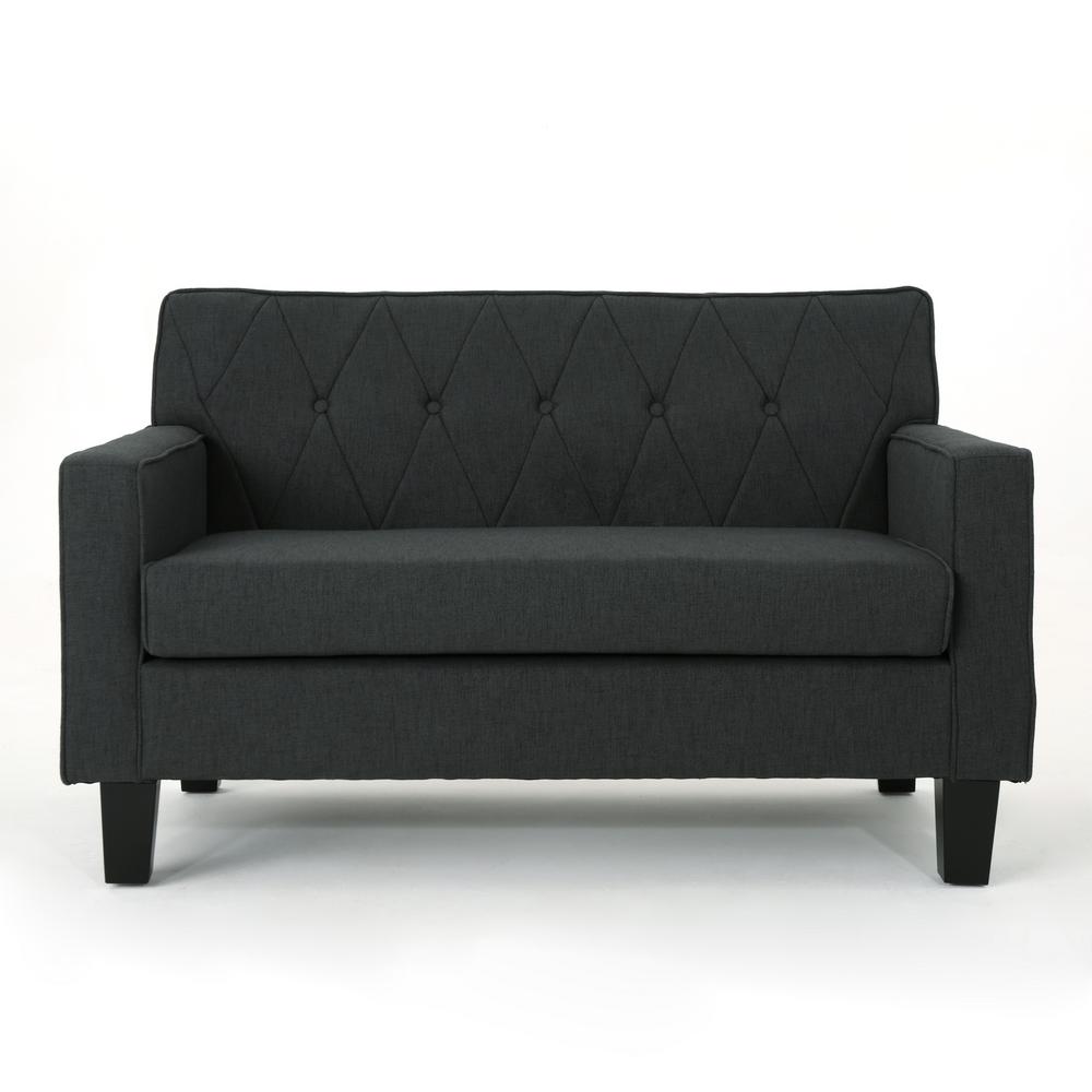 Sheena 2Seat Dark Grey and Natural Upholstered Loveseat 14487 The