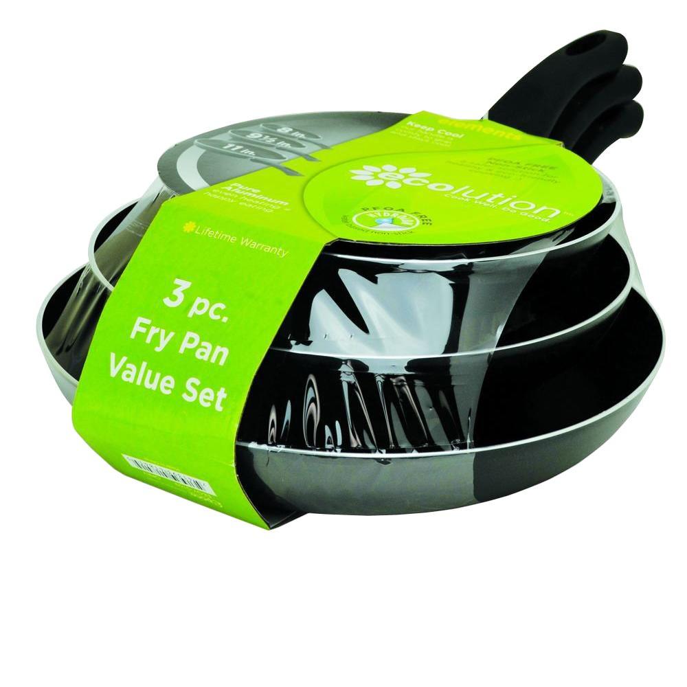Ecolution Elements Aluminum Frying Pan Set With Heat Resistant Handle