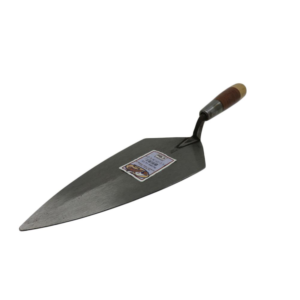 12 inch x 1/2 inch Narrow London Brick Trowel - Leather Handle