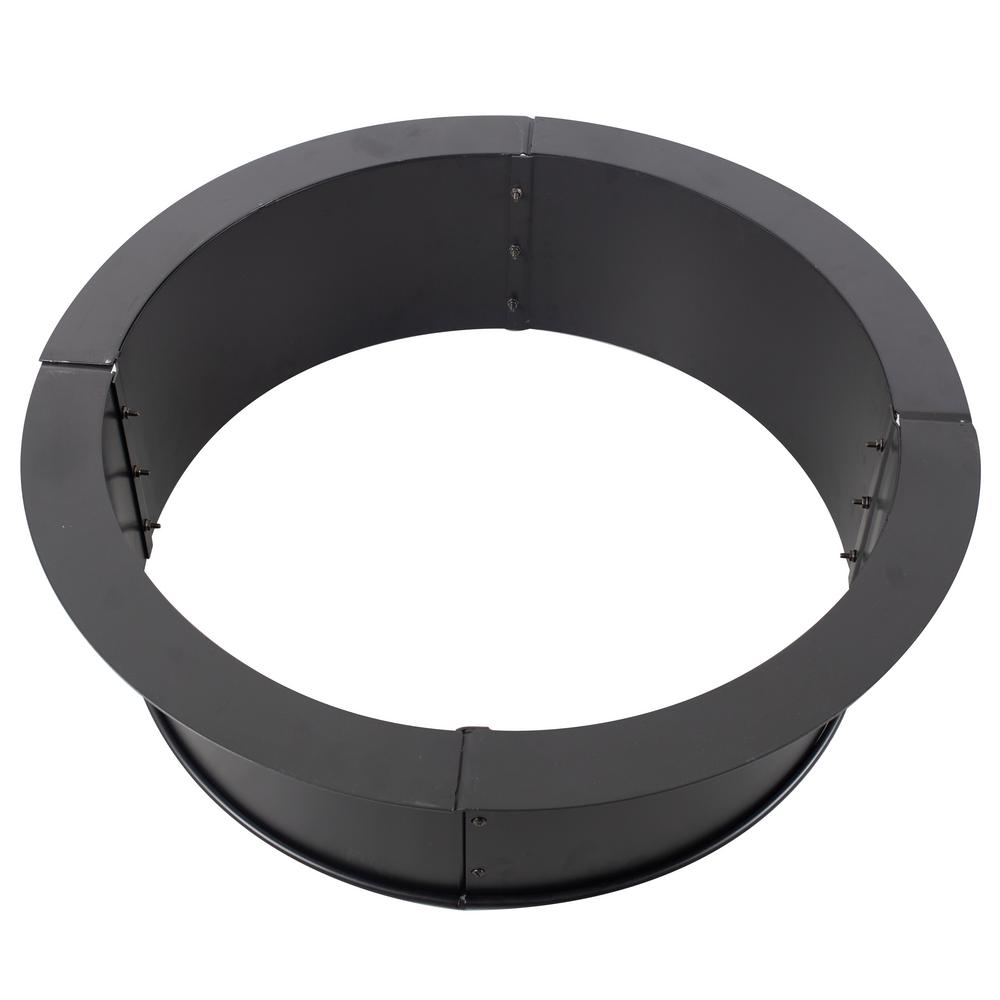 Pleasant Hearth 34 In X 10 In Round Solid Steel Wood Fire Ring In Black Ofw419fr The Home Depot