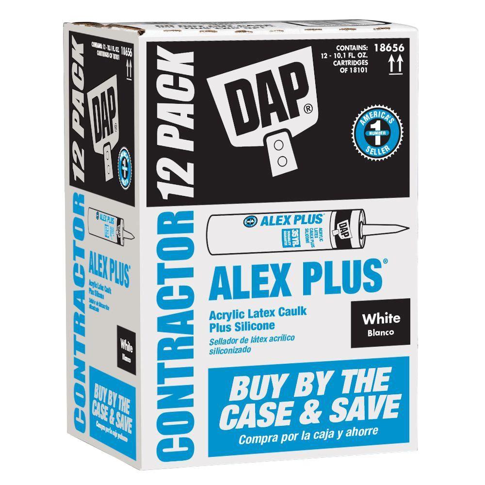 DAP 10.1 oz. Alex Plus White Acrylic Latex Caulk Plus Silicone (12-Pack) by DAP
