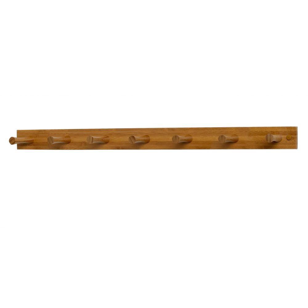 Spectrum 24 in. L Decorative Bamboo 7Peg Wall Mount Wood Rack82209
