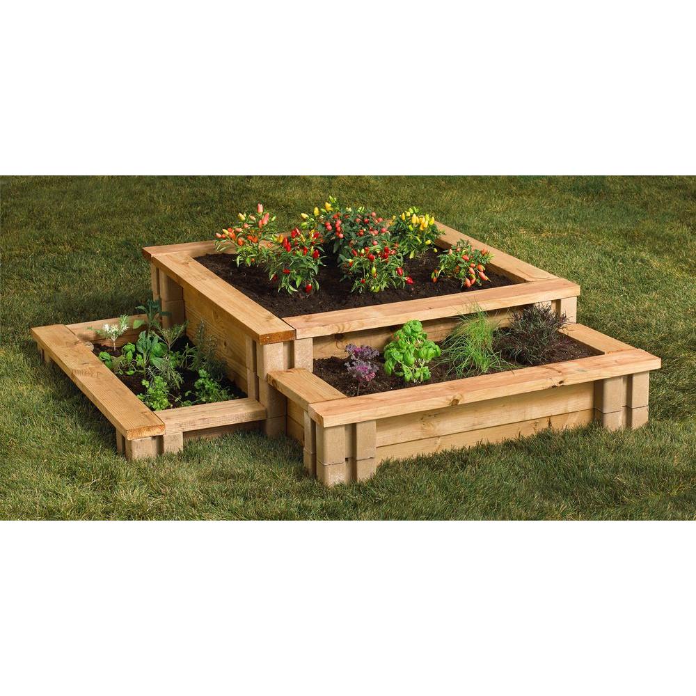 X 5 In Tan Brown Planter Wall Block, Wood For Raised Garden Bed Home Depot
