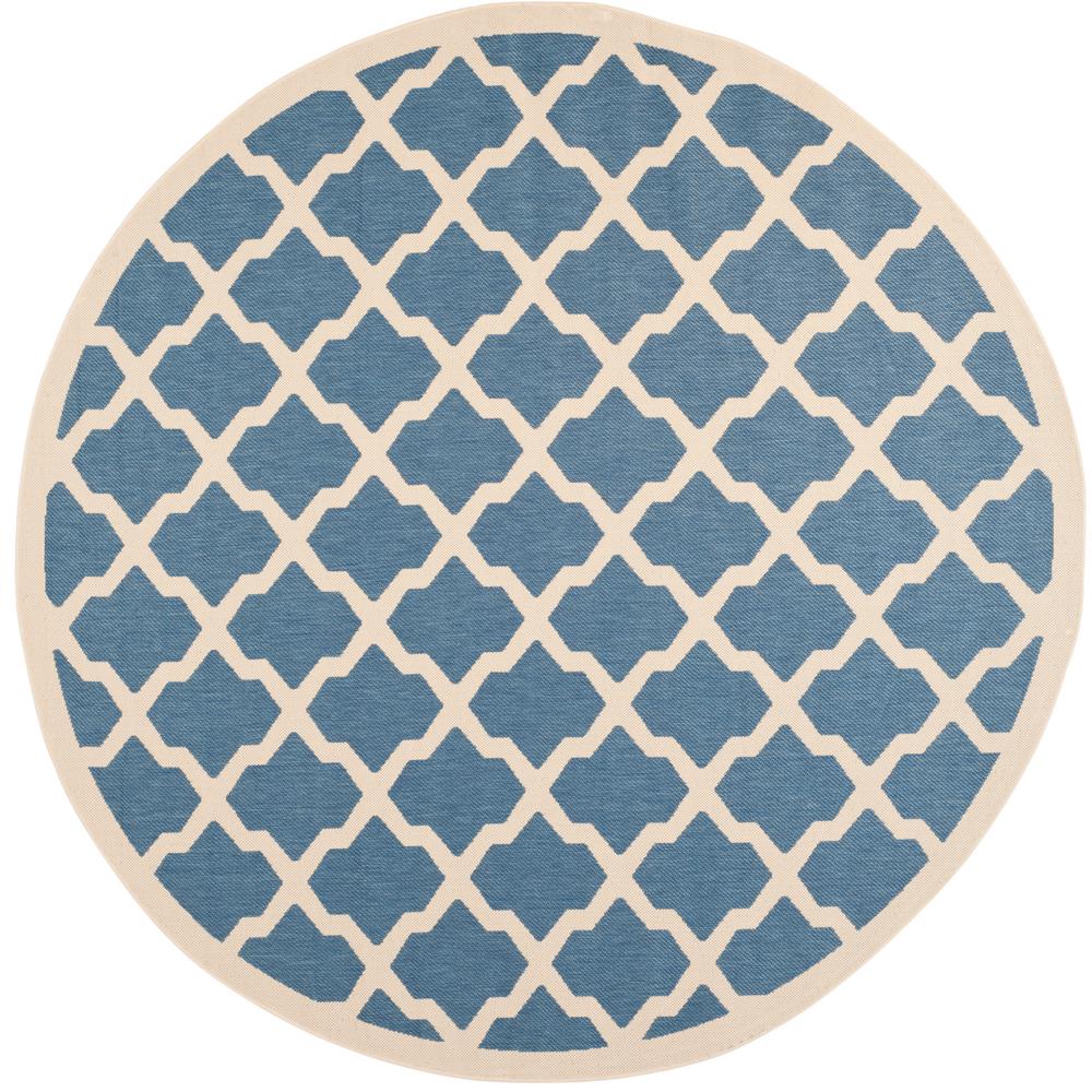 Safavieh Courtyard Blue/Beige 8 ft. x 8 ft. Indoor/Outdoor Round Area
