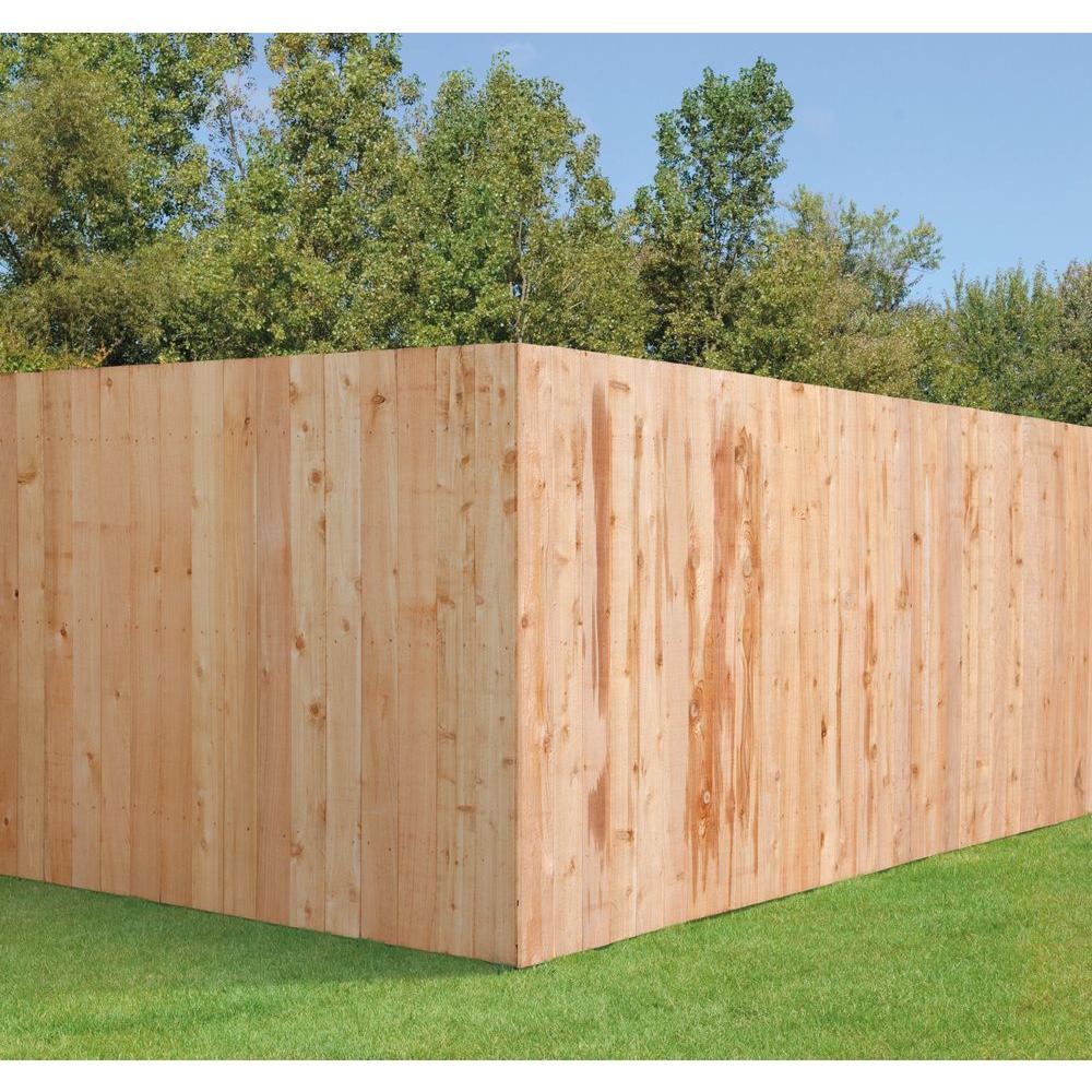 Unbranded Installed Western Red Cedar Flat Top Picket Fence ...