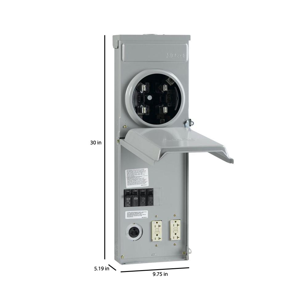 Power Box Surface Mount 100 Amp Ringless Metered Temporary with GFCI Top Feed
