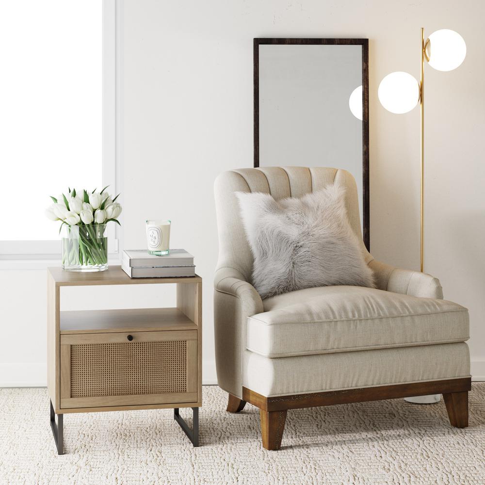 Nathan James Mina OakFinish Particleboard Wood Black Modern Accent