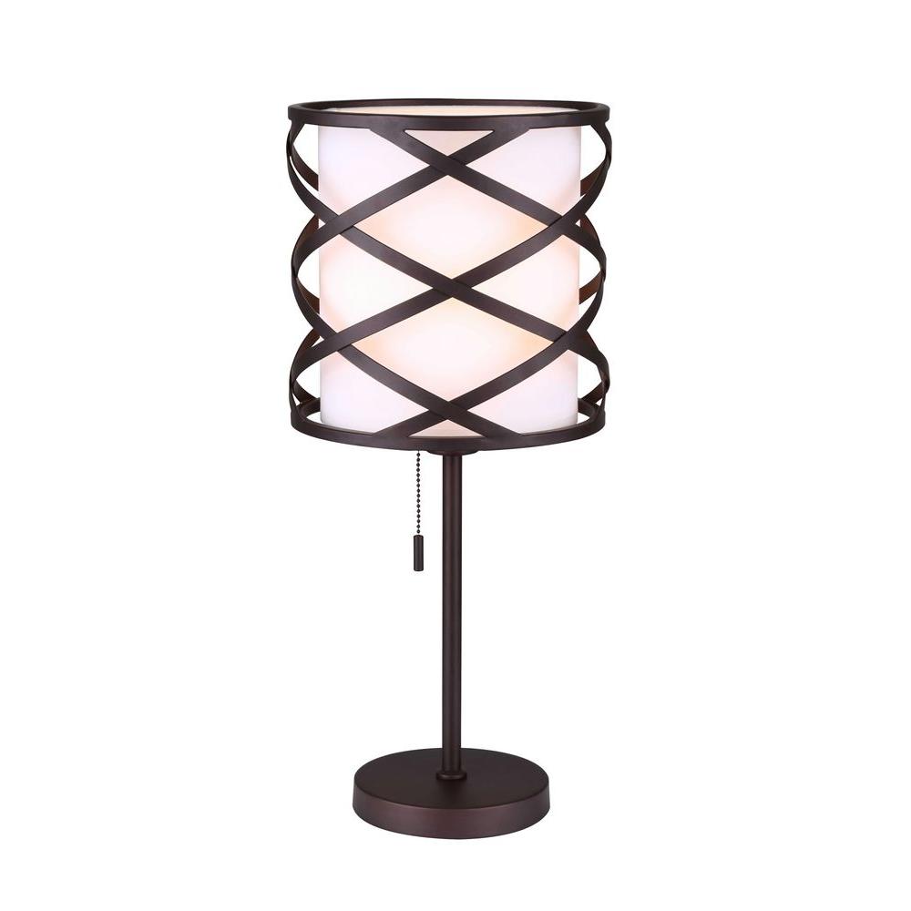 Canarm Carlina 21 75 In Oil Rubbed Bronze Table Lamp With White Oil Rubbed Bronze Table Lamp With White Fabric Shade