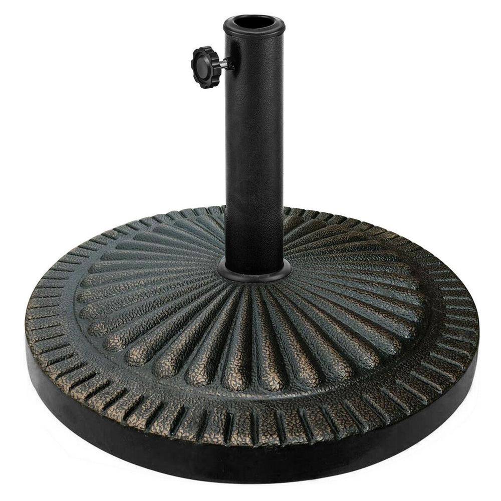 Costway 31 5 Lbs Round Market Patio Umbrella Base Heavy Duty Outdoor Stand In Bronze Op3888 The Home Depot