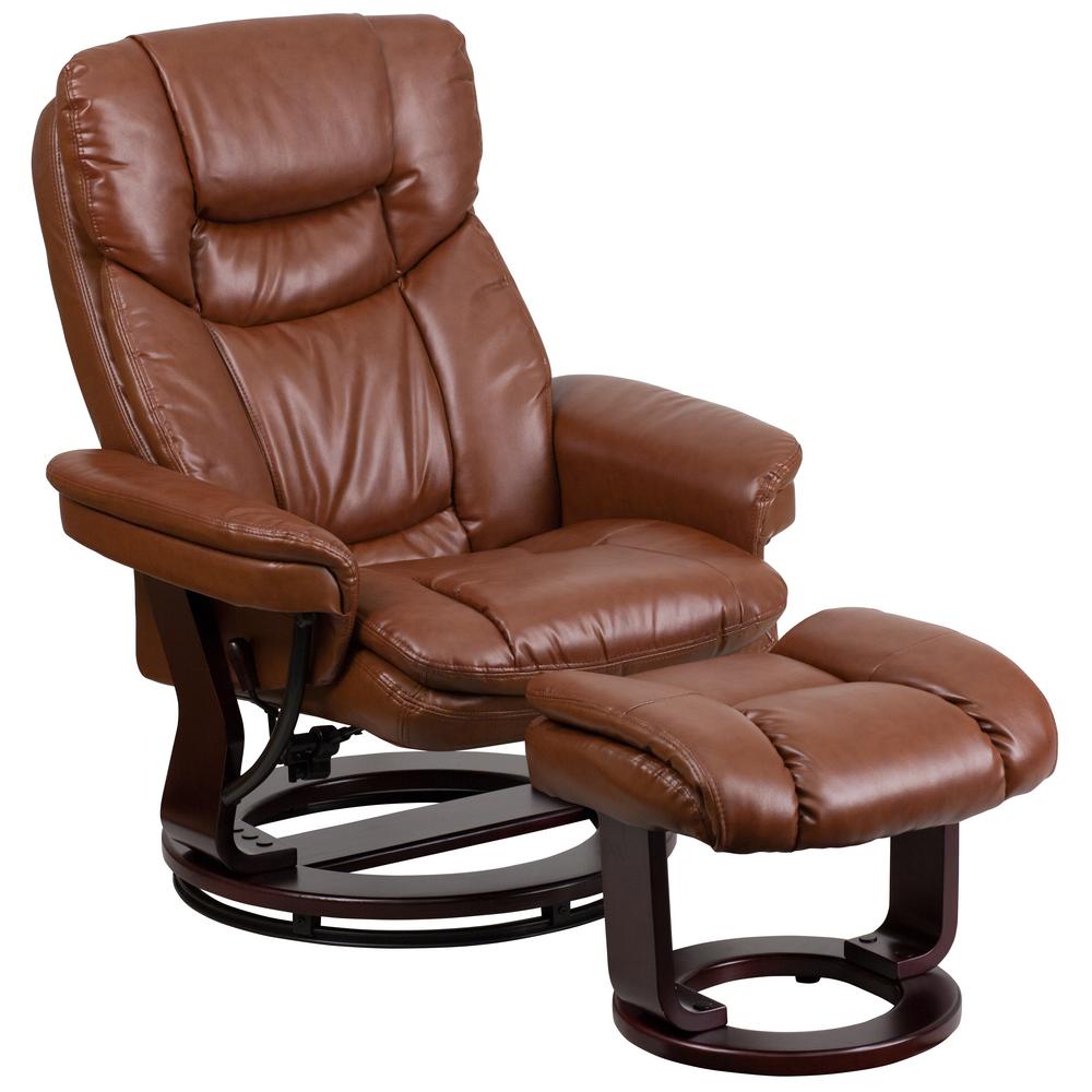 Flash Furniture Contemporary Brown Vintage Leather Recliner and Ottoman
