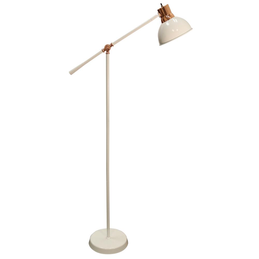 Stylecraft 58 In White Floor Lamp With Metal Shade
