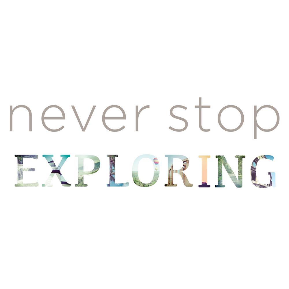 WallPOPs 17.25 in. x 19.5 in. Grey Never Stop Exploring Wall Decal