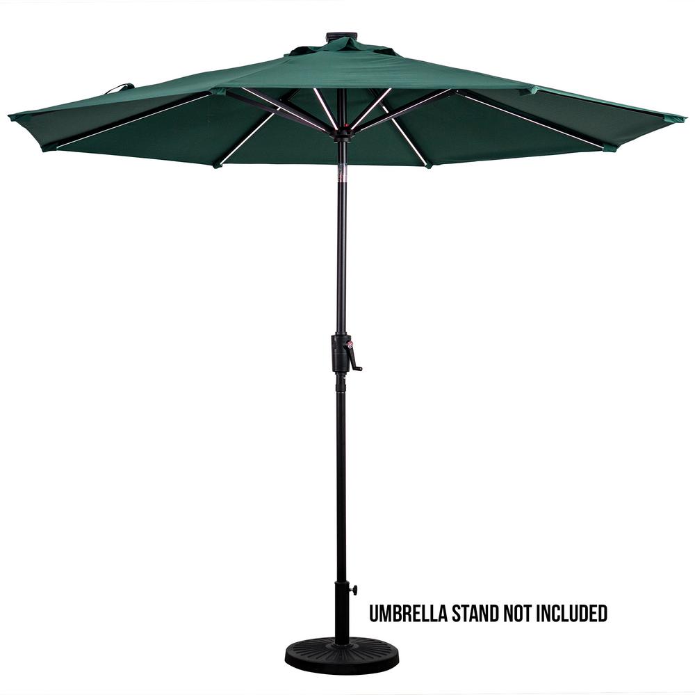 Unbranded Sun Ray 9 Ft Market Solar Patio Umbrella In Hunter Green 841024 The Home Depot