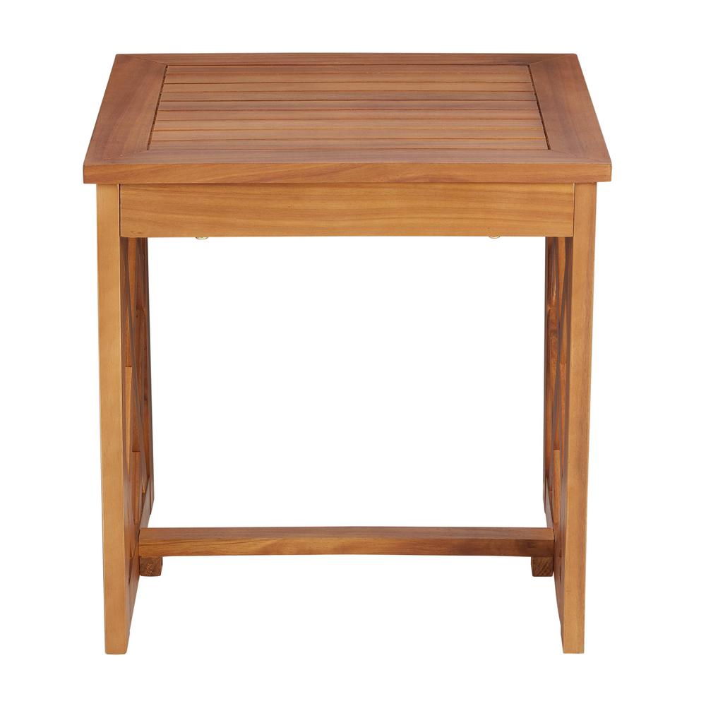 Hampton Bay Willow Glen Farmhouse Wood Outdoor Patio Side Table with