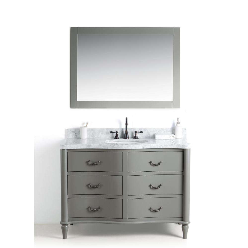 Legion Furniture 48 In W X 22 D Vanity Gray With Cararra Legion Furniture 48 In W X 22 D Vanity Gray With Cararra Marble Top White And Basin Mirror