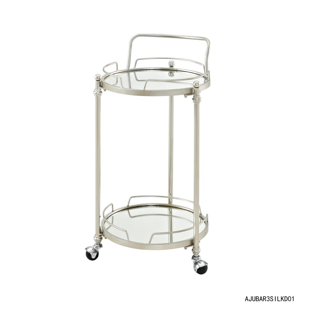 Linon Home Decor Round Silver Mirror Bar Cart Ajubar3silkd01 The Decor Round Silver Mirror Bar Cart