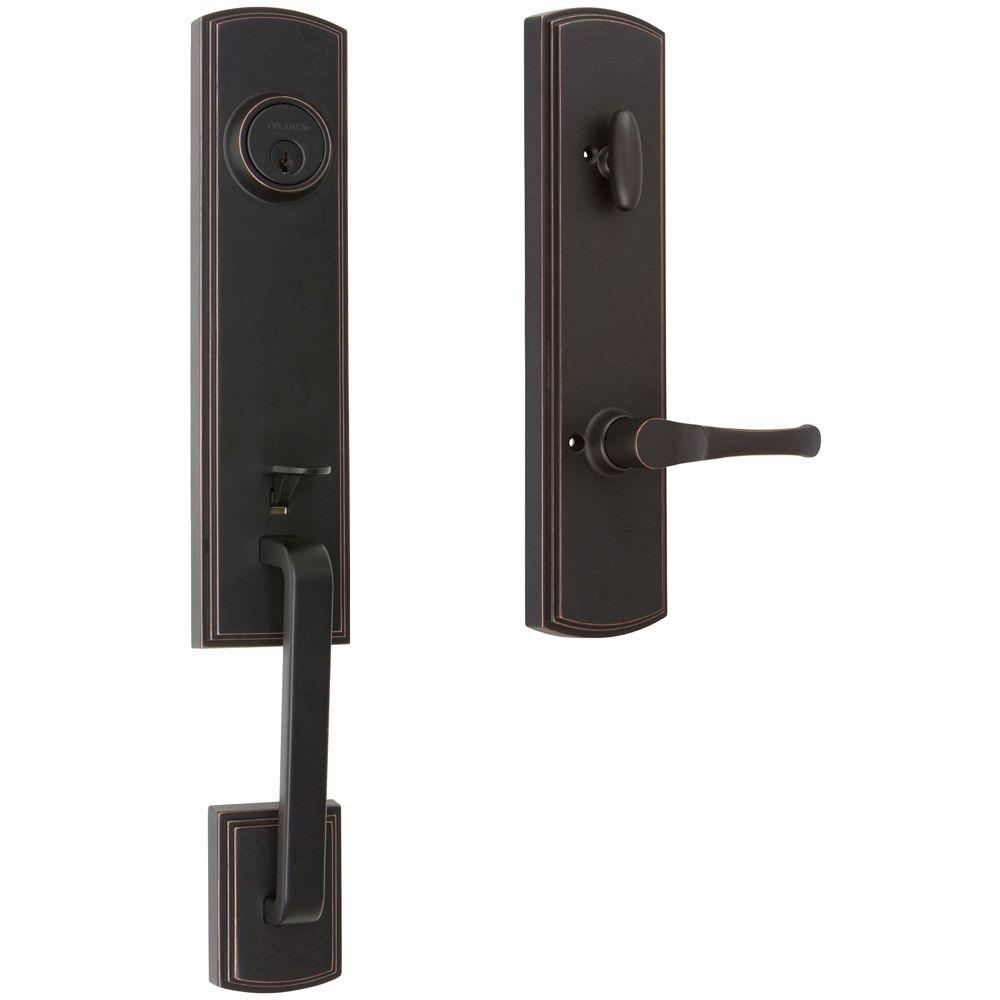 Delaney Italian Collection Briona Edged Bronze Dummy Door Handleset with Artino... by Delaney