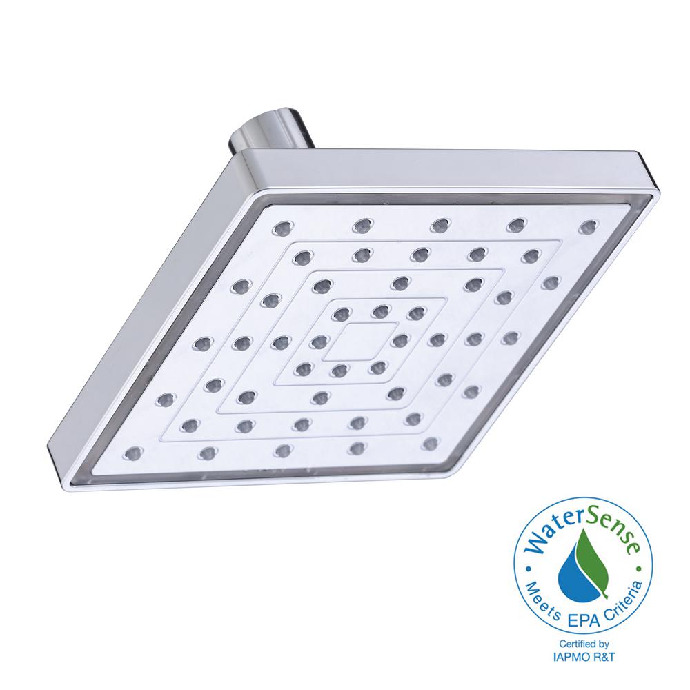 Glacier Bay 1-Spray 6 in. Single Wall Mount LED Lighted Fixed Rain Shower Head in Chrome