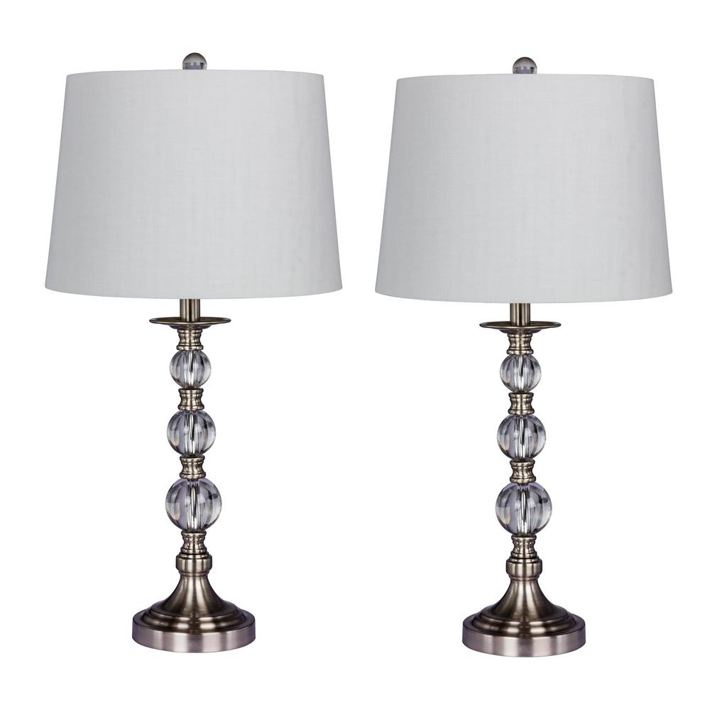 Fangio Lighting Pair Of 27 25 In Stacked Totemic Metal And Crystal Fangio Lighting Pair Of 27 25 In Stacked Totemic Metal And Crystal Table Lamps