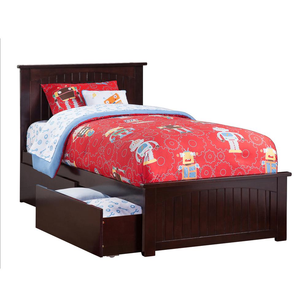 Black Cottage Bedroom Furniture The Home Depot Nantucket Espresso Twin Platform Bed With Matching Foot Board And 2 Urban Drawers