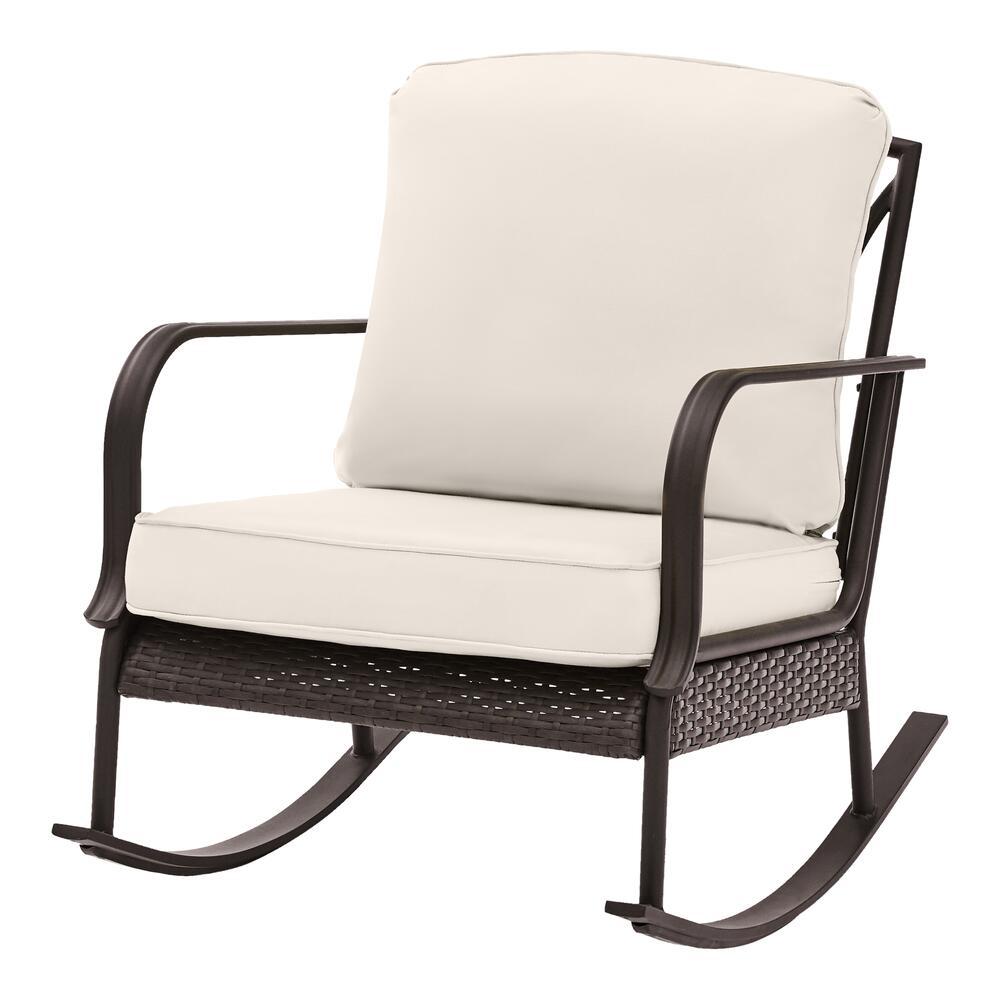 Hampton Bay Becker Dark Mocha Steel Outdoor Patio Rocking Chair with