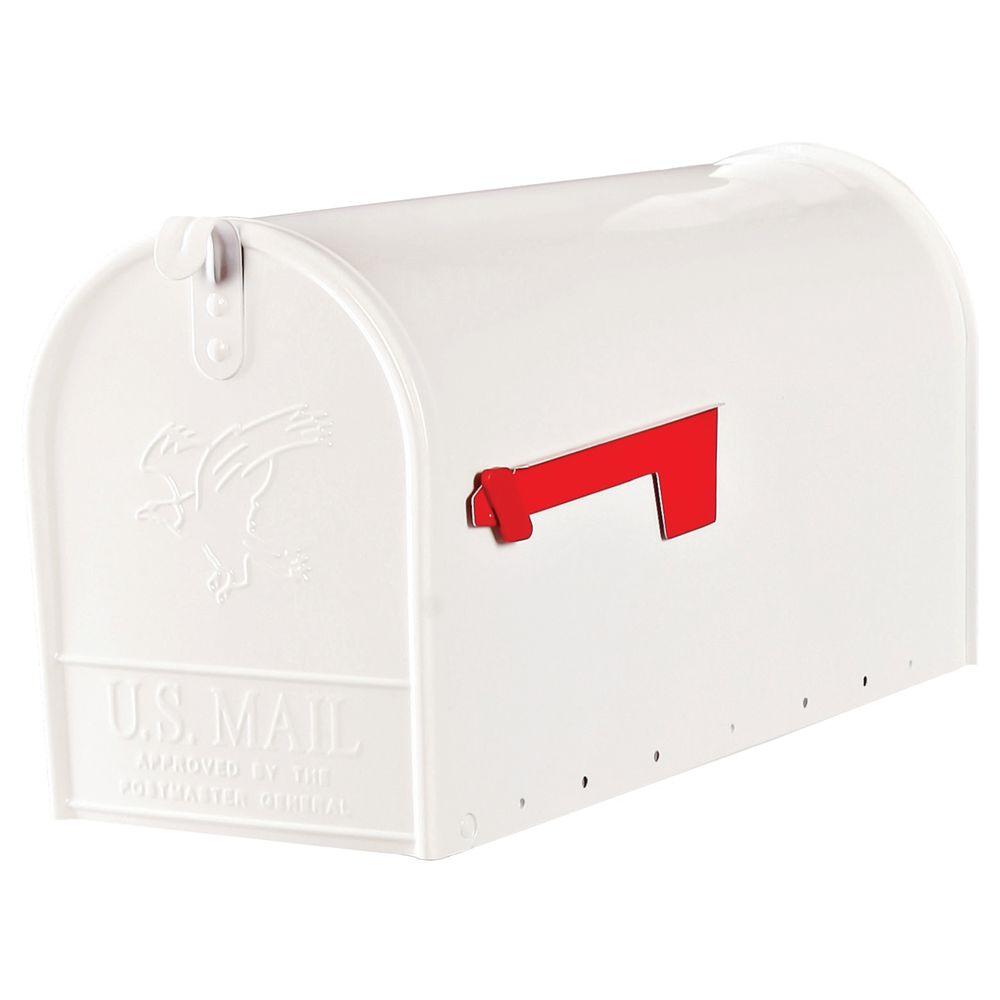 Gibraltar Mailboxes Premium Aluminum PostMount Rural Mailbox in White