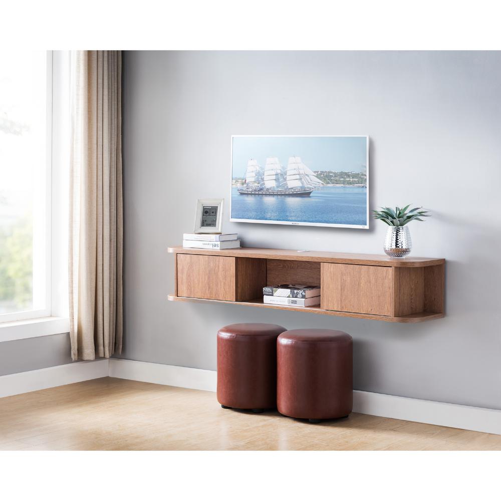 Furniture Of America Fernandu 60 In Weathered Oak Wall Mounted Tv