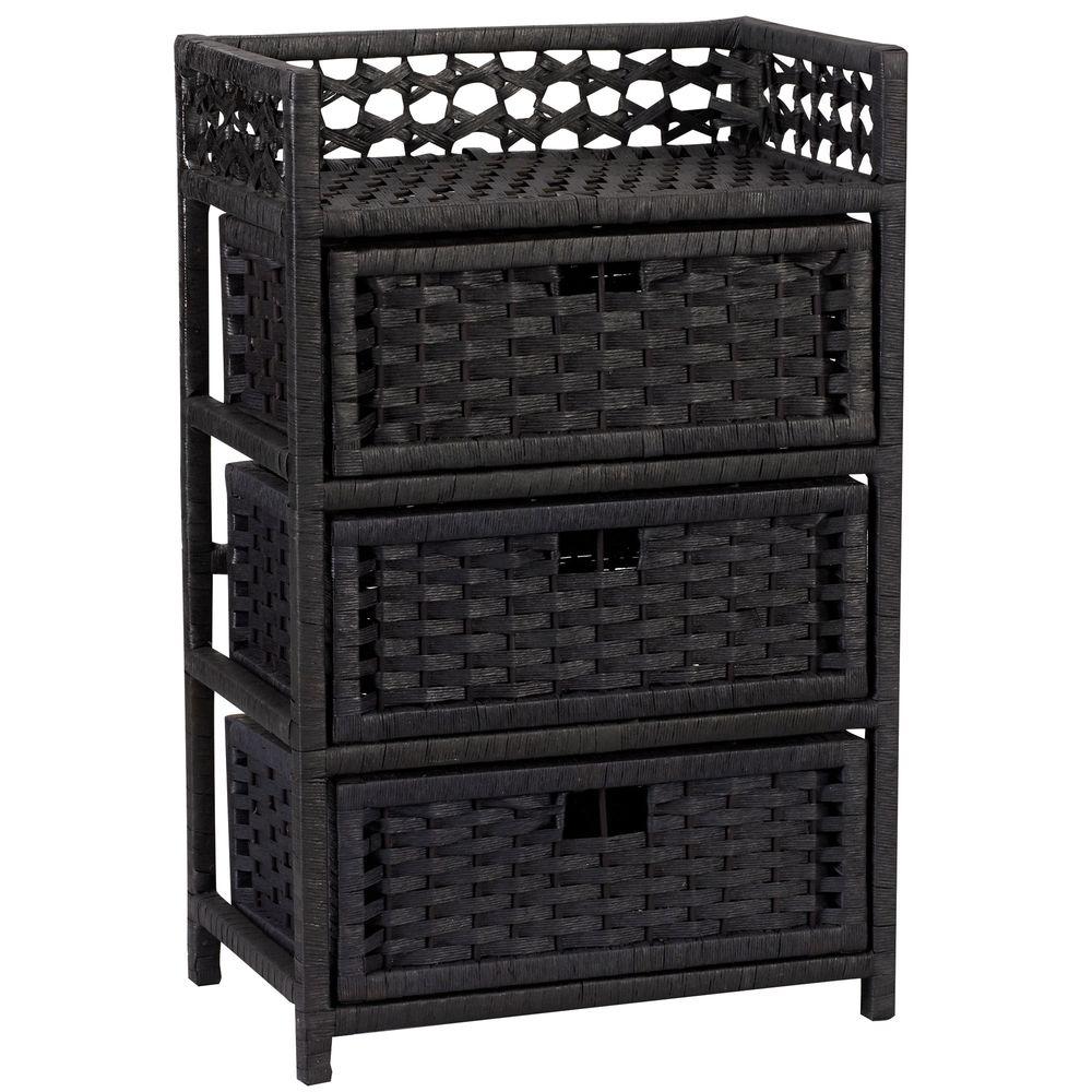 Household Essentials Black 3 Drawer Chest Ml 7002 The Home Depot