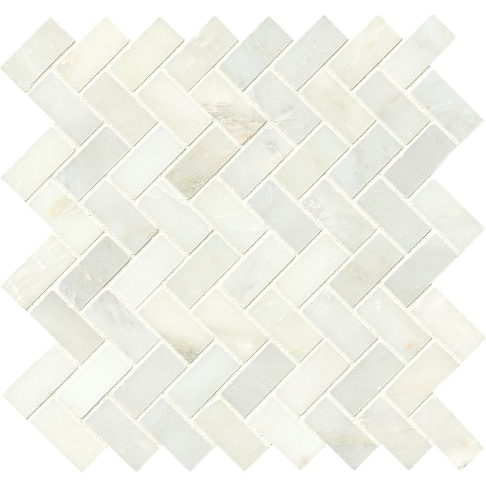 12 In X 10 Mm Greecian White Herringbone Pattern Mm Greecian White Herringbone Pattern