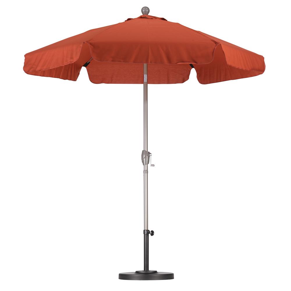 Astella 7 1 2 Ft Fiberglass Push Tilt Patio Umbrella In Brick Spunpoly Alus756t Sp40 The Home Depot