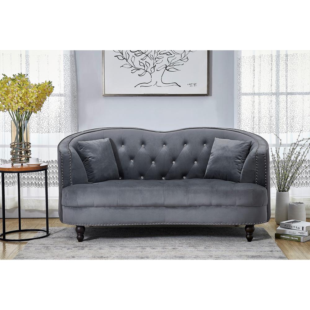Us Pride Furniture Garcia Velvet Loveseat Grey