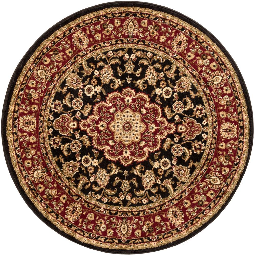 Well Woven Barclay Medallion Kashan Black 4 ft. x 4 ft. Round Area Rug541034R The Home Depot